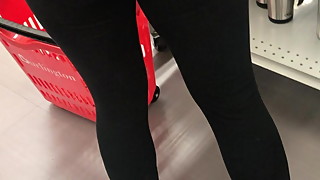 Wife see through leggings shopping