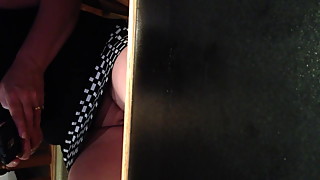 Upskirt no panties at the bar